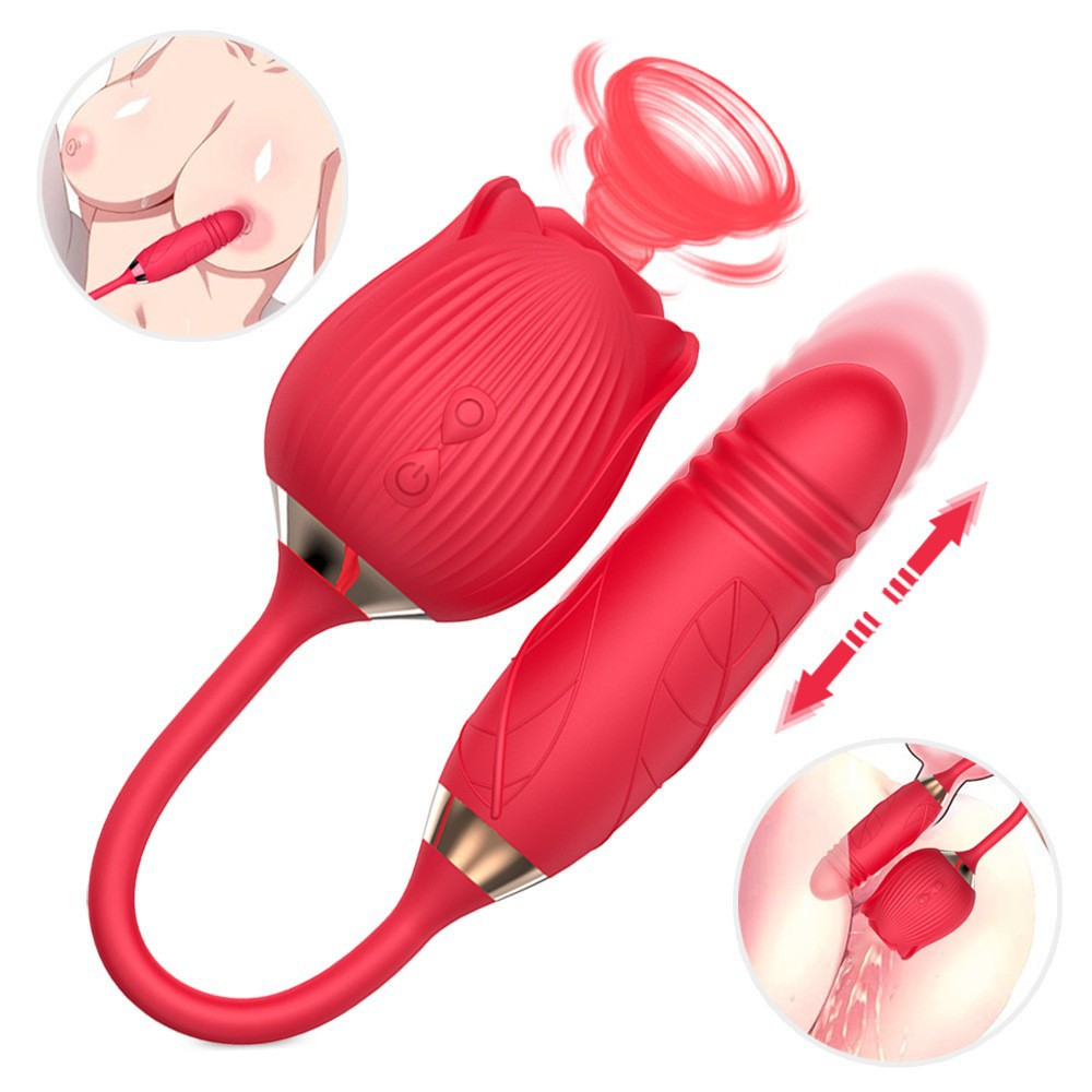 YW Clit Sucking & G-Spot Thrusting Rose Vibrator-1
