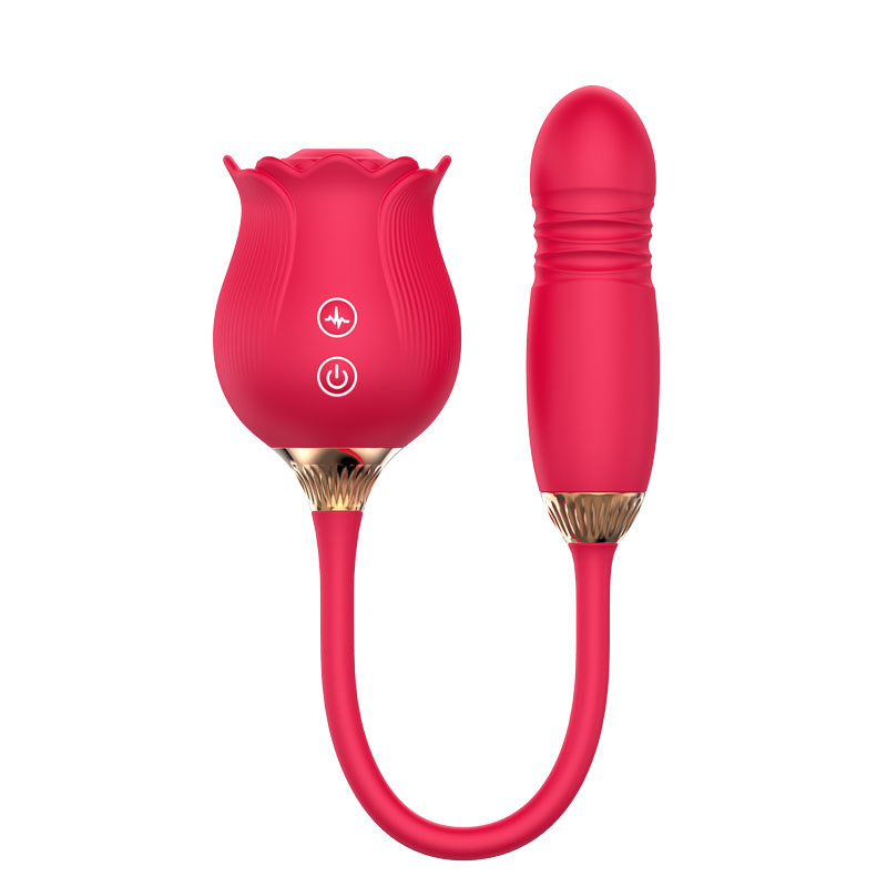 YW Clit Sucking & G-Spot Thrusting Rose Vibrator 12-Modes-0