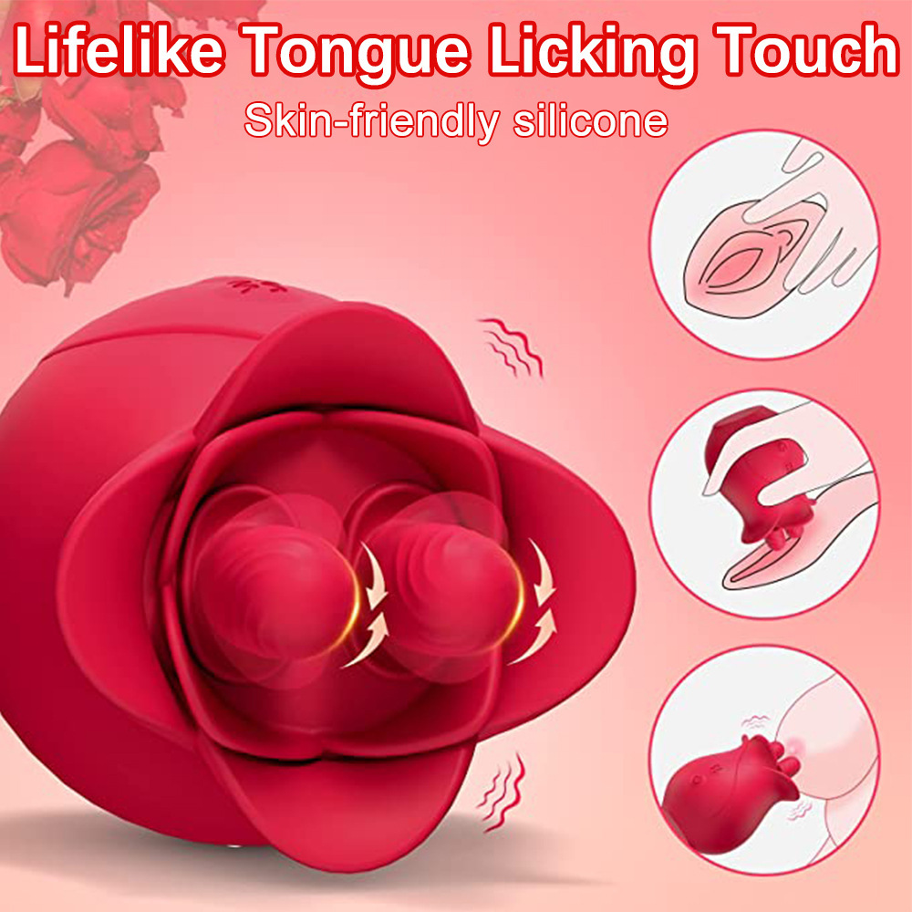 YW Red Clit Licking Rose Vibrator-1
