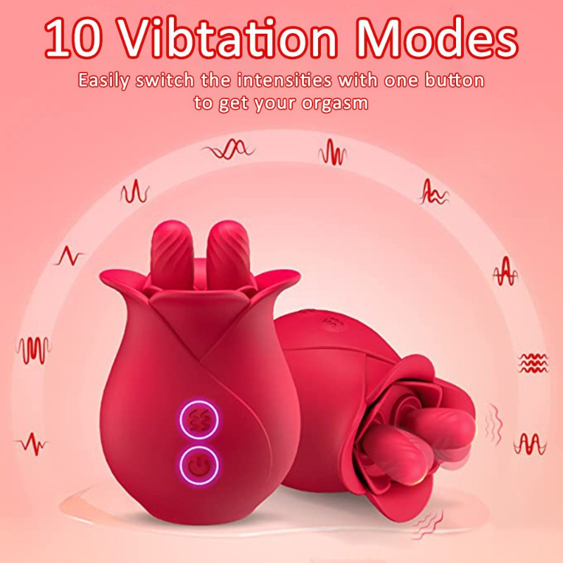 YW Red Clit Licking Rose Vibrator-2