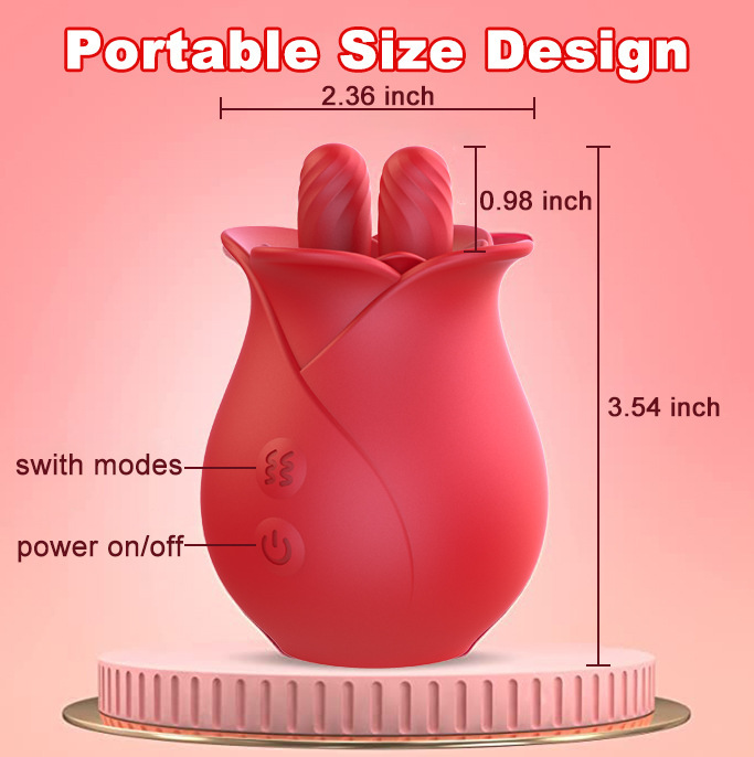 YW Red Clit Licking Rose Vibrator-3