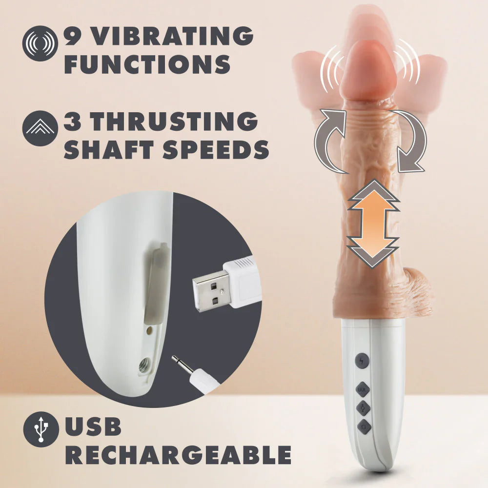 Blush Dr. Skin Dr. Hammer 7 Inch Vibrating & Thrusting Dildo with Suction Base Remote Controlled-4