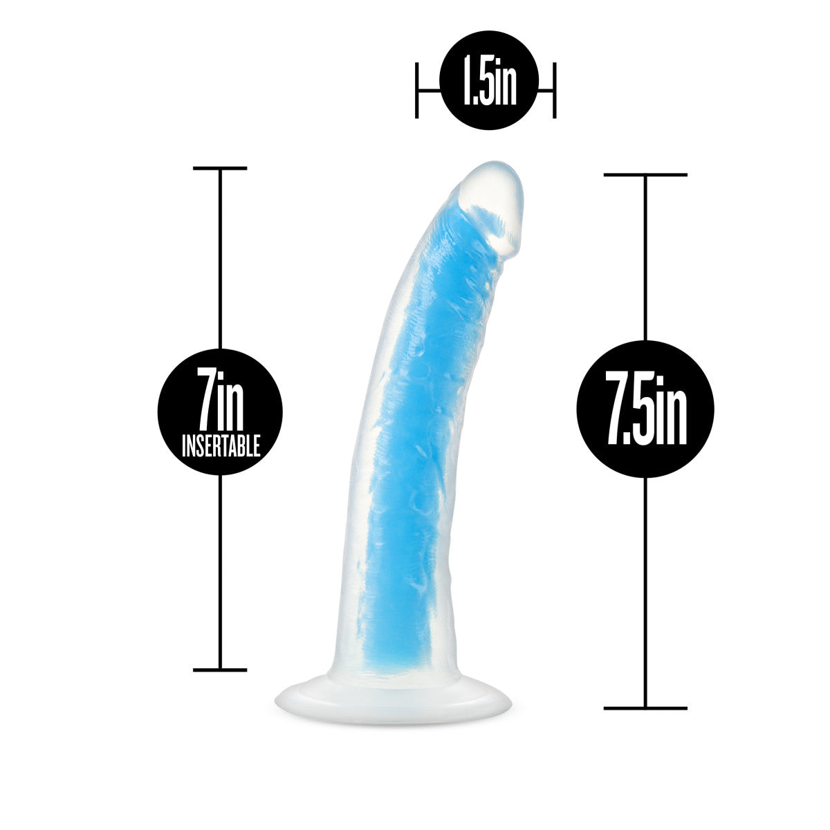 Blush Neo Elite Glow In The Dark 7.5-Inch Blue Dildo-3