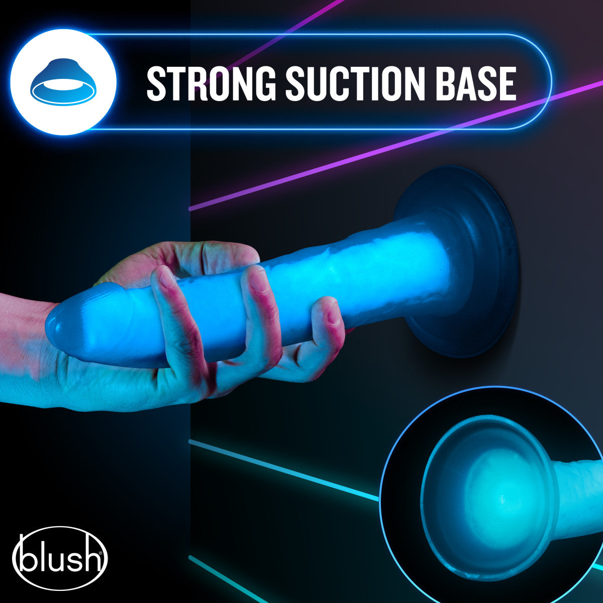 Blush Neo Elite Glow In The Dark 7.5-Inch Blue Dildo-4