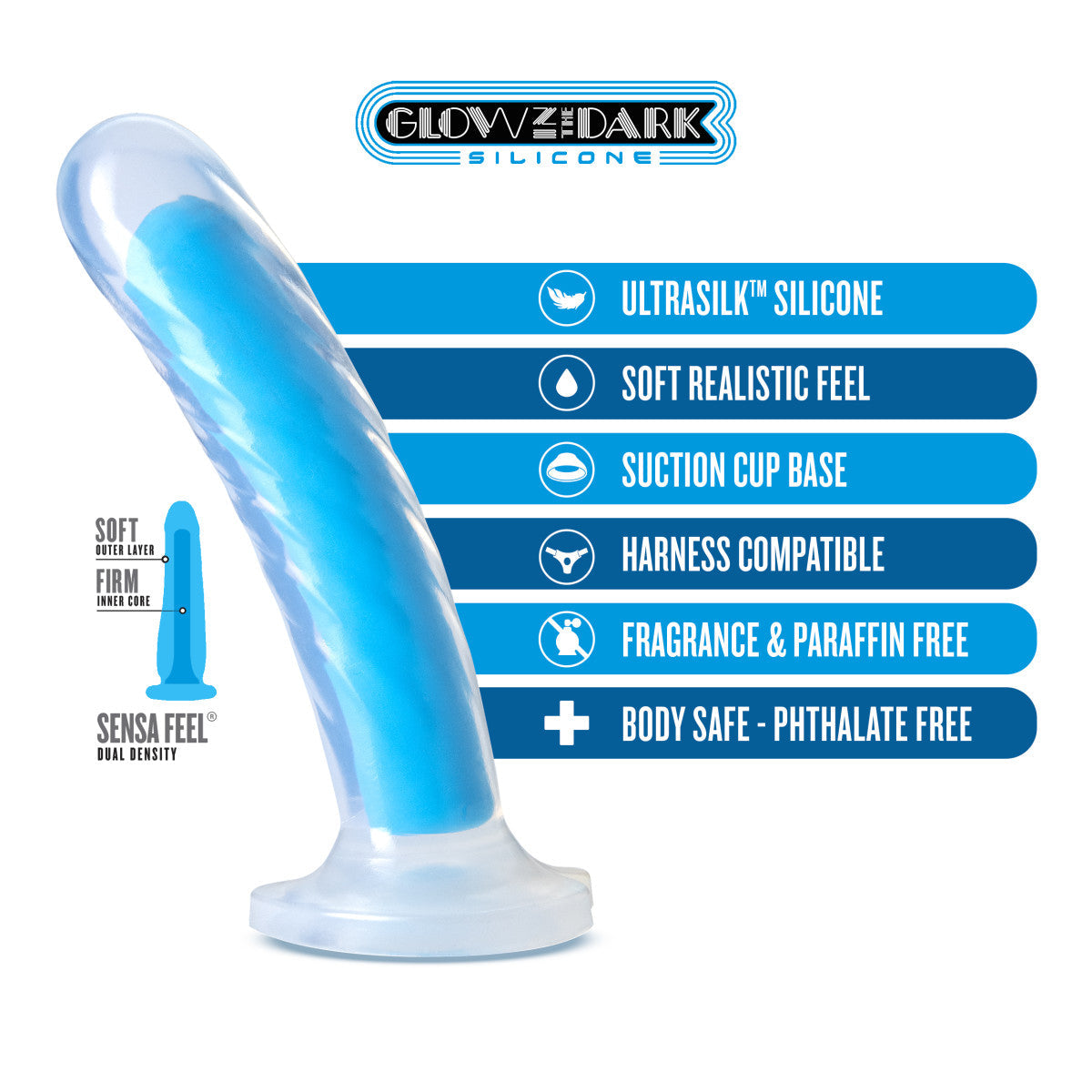 Blush Neo Elite Glow In The Dark 7-Inch Blue Dildo-4