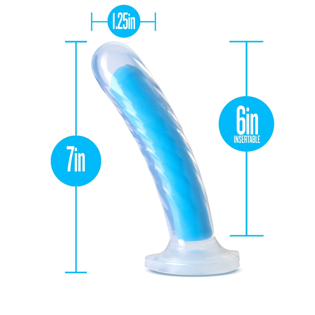 Blush Neo Elite Glow In The Dark 7-Inch Blue Dildo-3