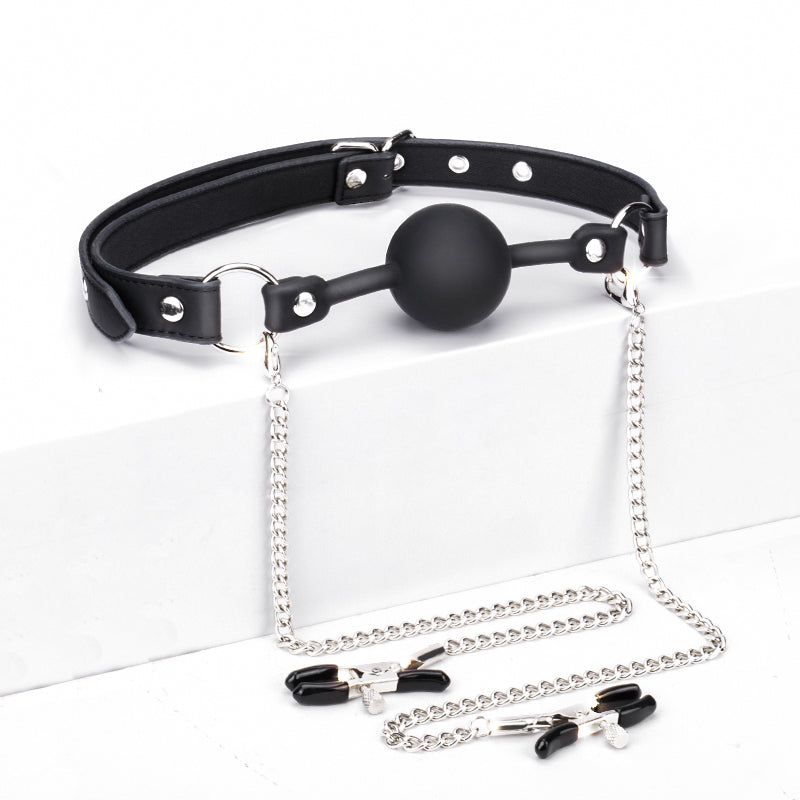 Shaki Mysterious Nipple Clamps and Ball Gag-1