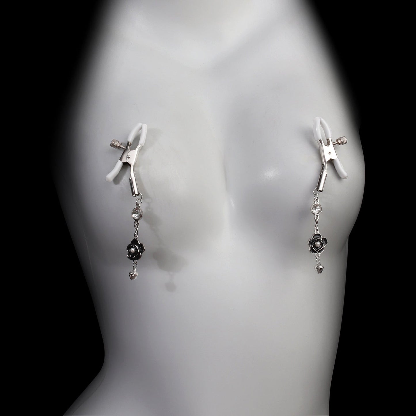 Floral Nipple Clamps with Bell Pendants-1