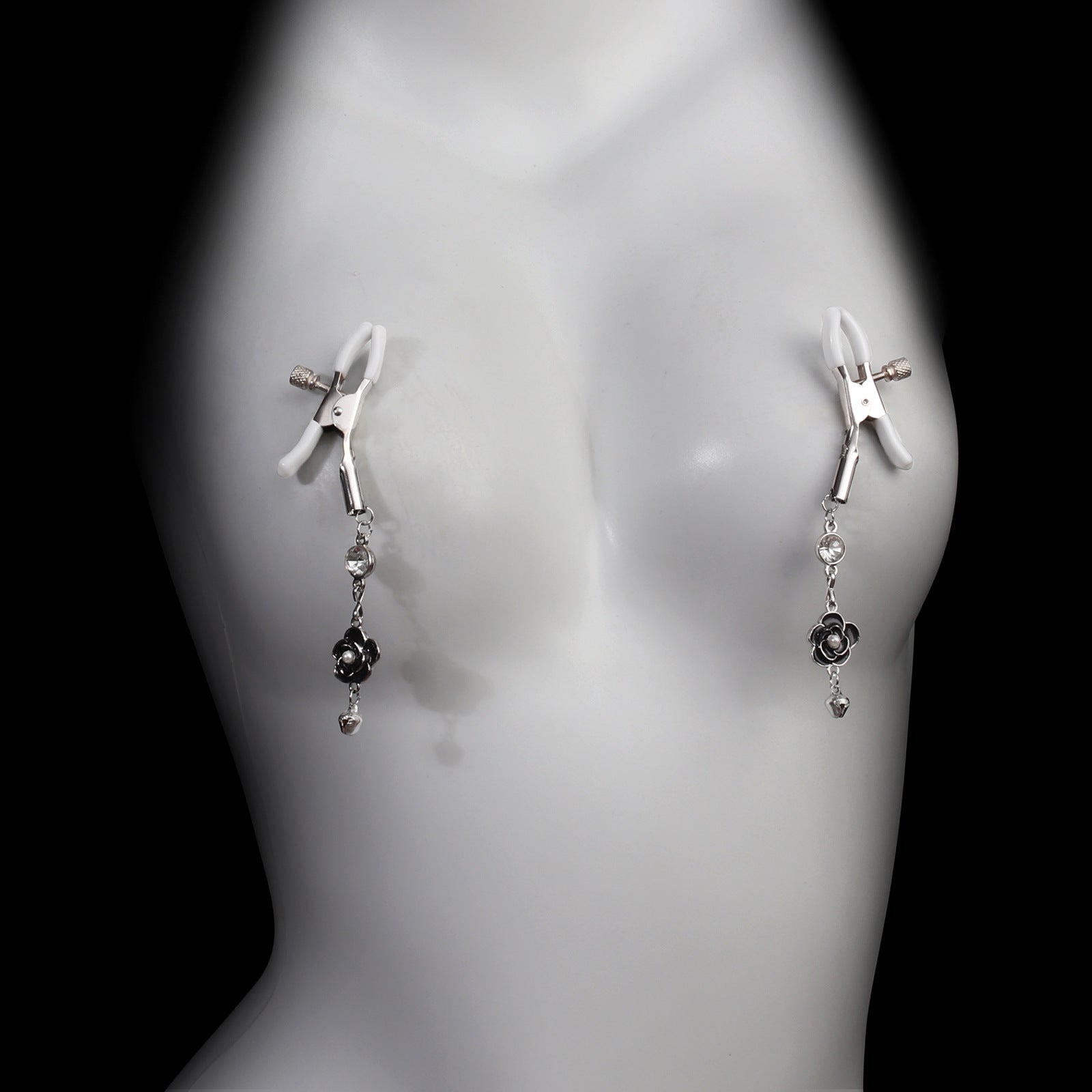 Floral Nipple Clamps with Bell Pendants-1
