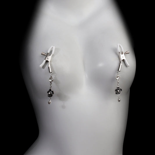 Floral Nipple Clamps with Bell Pendants-1