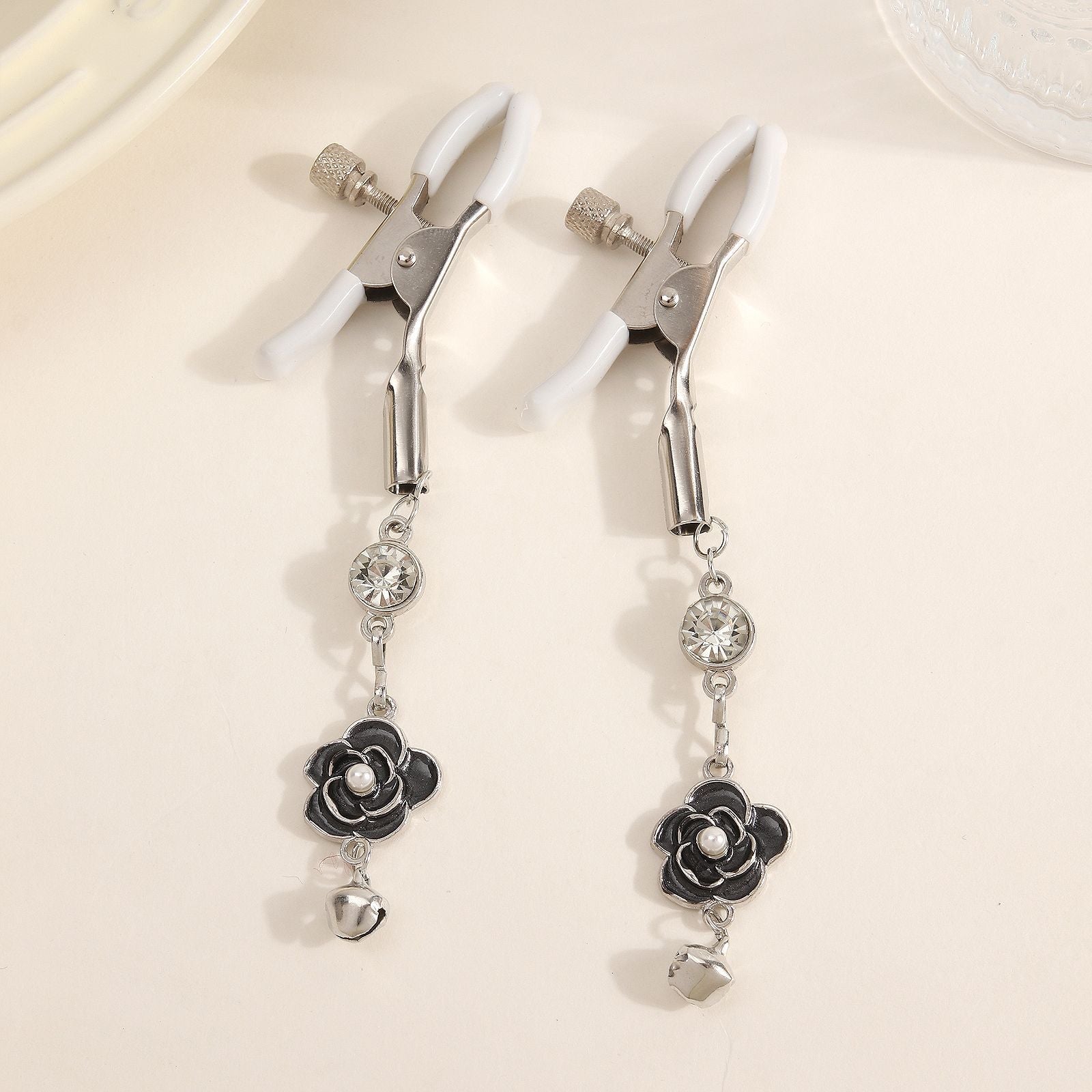 Floral Nipple Clamps with Bell Pendants-2