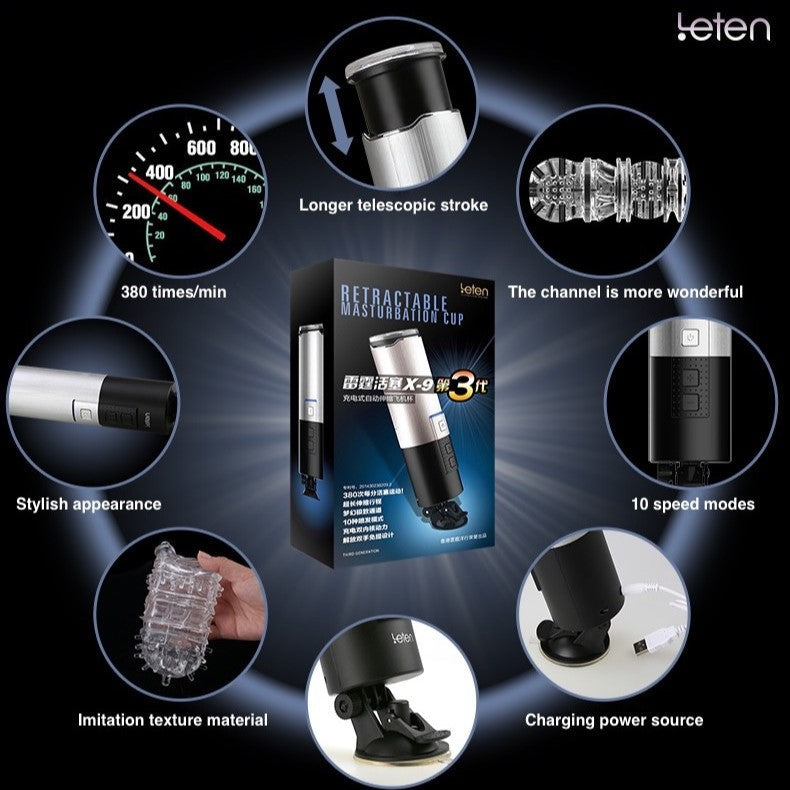 Leten Piston X9 III Thrusting Male Masturbator with Suction Base-4