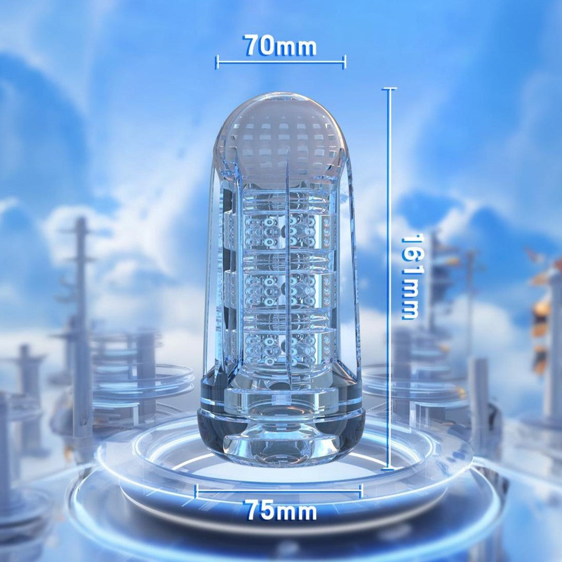 UEKOU Clear Cup Vibrating Male Masturbator App Controlled-3